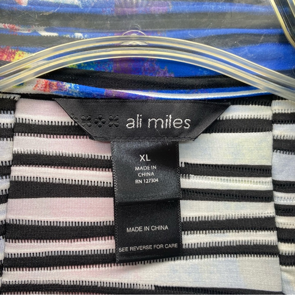 Ali Miles Womens XL 3/4 Sleeve Jacket Wearable Art Multicolor W/ Black Stripes - Picture 8 of 14